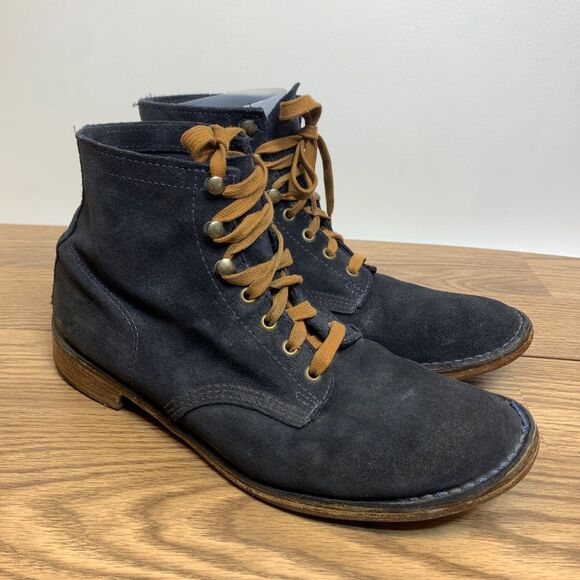 Vintage Walk Over Blue Suede Lace-Up Combat Ankle Boots Men's Size 11 M - Picture 1 of 14